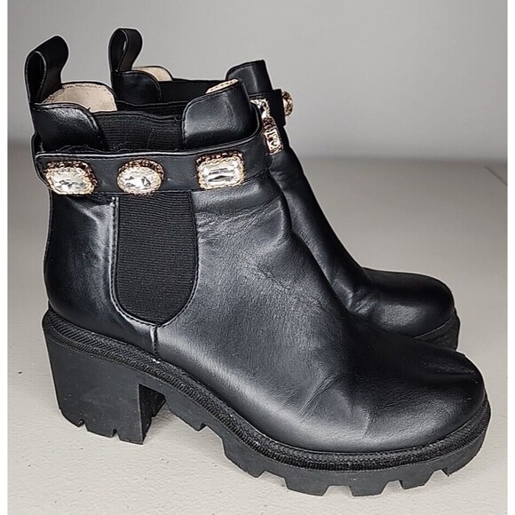 Steve Madden Womens Black Amulet Block Heel Chelsea Ankle Boots US 7 M - Picture 3 of 7